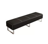 Sillas de sala de espera en polipiel PU | Acolchado cómodo y estructura de acero inoxidable, for oficinas y recepciones(Nero,180x40cm/70.8x15.7in)