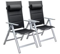 Sillas jardín Berna set de 2 plata respaldo alto ajustable