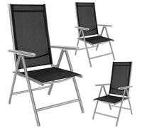 Sillas jardín Berna set de 3 aluminio plateadas ajustables