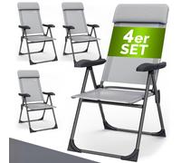 Sillas jardín plegables set de 4 aluminio gris
