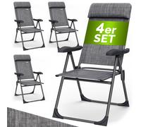 CASARIA® Sillas de Jardín Plegables Set de 4 Respaldo Alto Ajustable en 7 Posiciones Reclinable Marco Aluminio Estables Ligeras Exterior Terraza Balcón Camping