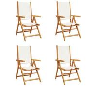 Sillas Jardín Reclinables 4 Uds Tela Madera Maciza Blanco Crema Vidaxl
