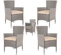 Sillas jardín set de 4 ratán sintético beige/crema apilables