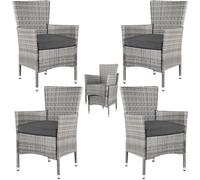 Sillas jardín set de 4 ratán sintético gris/antracita