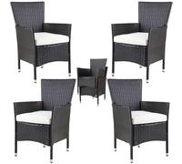 Sillas jardín set de 4 ratán sintético marrón/crema