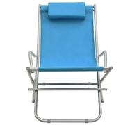 Sillas mecedoras 2 piezas de acero azul | Plegables, reposacabezas acolchado, marco resistente, 69 x 61 x 94 cm, carga máxima 110 kg