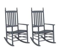 Sillas mecedoras 2 piezas de madera maciza de álamo gris para terraza y | Madera de álamo maciza, respaldo alto, asiento perfilado, reposabrazos anchos, exterior e interior