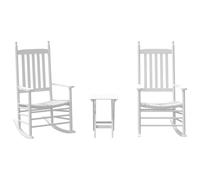 Sillas Mecedoras 2 Uds Madera Álamo Blanco Mesa Plegable | Reposabrazos anchos, respaldo alto listones, asiento curvo, pintura resistente al agua, fácil limpieza, máx 110 kg por
