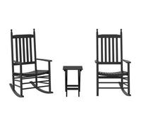 Sillas Mecedoras 2 Uds Mesa Plegable Madera Maciza Álamo Negro Vidaxl