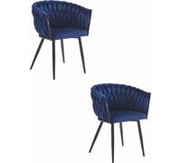 Sillas Orion, tapizadas en terciopelo, color azul oscuro (2 unidades)