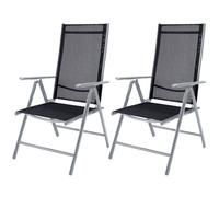 CASARIA Sillas Jardín Plegables Set de 2 Aluminio Reclinables Plata | 120kg Carga, Patas Protectoras, Respaldo Alto, Ajustable 8 Posiciones, Resistente Intemperie, Protección UV, Exterior