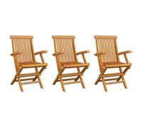 vidaXL Sillas de jardín de madera maciza de teca con respaldo para exterior 3x