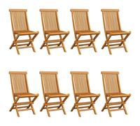 Sillas plegables de vidaXL con cojines color taupe, juego de 8 unidades, fabricadas en madera maciza de teca
