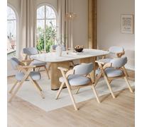 Sillas plegables para comedor de Flieks, juego de 6 unidades, sillas para cocina y salón con cojín, mesa plegable para comedor, 64,5 x 66,5 x 73 cm, lino, color gris