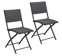 Sillas plegables Rome set de 2 poliratán negro exterior