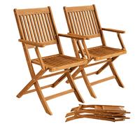 Casaria® Set 2 Sillas de Jardín Sydney Asiento Plegable de Madera Acacia Certif FSC® Balcón Jardín Terraza