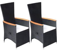 Sillas reclinables para jardín de la marca Living Store, lote de 2 unidades, con cojines, fabricadas en polirratán, color