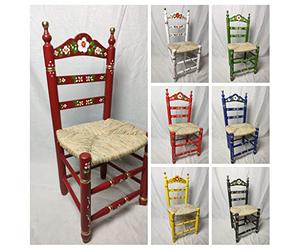 Sillas y Mesas Peña Silla Modelo Feria Decoración y Asiento Hechos a Mano de Forma Artesanal. Asiento 40x35cm Altura al Asiento 43cm Respaldo 88cm