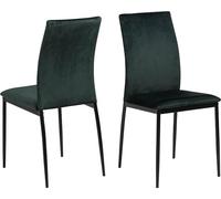 Sillecomplaza: Juego de 4 sillas de comedor con respaldo, diseño minimalista, sillas de cocina, tapicería en color verde oscuro, patas de metal, sillas de comedor acolchadas, silla de acento, silla de