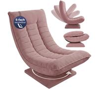 CASARIA Sillón Relax Giratorio Respaldo Ajustable Pana Rosa Oscuro | 360°, Carga 150Kg, Suave Acolchado, Egonómico, Manual, Base, Funda Pana, Plegable, Resistente, 60x105x87 cm