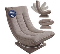 CASARIA Sillón Relax Giratorio Respaldo Ajustable Pana Topo | 360°, Carga 150Kg, Suave Acolchado, Egonómico, Manual, Base, Funda Pana, Plegable, Resistente, 60x105x87 cm