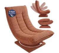 CASARIA Sillón Relax Giratorio Respaldo Ajustable Pana Terracota | 360°, Carga 150Kg, Suave Acolchado, Egonómico, Manual, Base, Funda Pana, Plegable, Resistente, 60x105x87 cm
