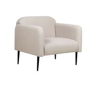 Sillón Asiento Silla Retro Art Deco Tela Lino Patas Metal Sala De Estar Gris Pardo Y Negro Stouby