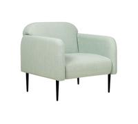 Sillón Asiento Silla Retro Art Deco Tela Lino Patas Metal Sala De Estar Verde Claro Y Negro Stouby