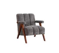 Sillón auxiliar 77x68,5x77 cm - diseño bou on marco de madera y reposabrazos para salón y dormitorio - gris