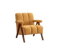 Sillón auxiliar 77x68,5x77 cm - diseño moderno con tapizado bou structura de madera y reposabrazos - amarillo