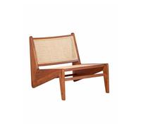 Sillón bajo en madera de teca y ratán natural - compass