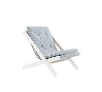 Sillón Boogie 611, color azul playa/pino lacado blanco.