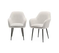 Sillón Borreguito Con Patas De Metal, Set De 2, Borreguito Blanco