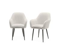 Sillón Borreguito Con Patas De Metal, Set De 2, Borreguito Blanco