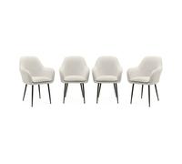 Sillón borreguito con patas de metal, set de 4, shella, borreguito blanco, 57x59x84.5 cm