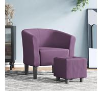 Sillón Cabriolet Violeta Tela con Reposapiés, Madera Pino y Contrachapado | Asiento acolchado, respaldo cómodo, reposabrazos cómodos, uso salón, dormitorio, oficina, carga máxima 110 kg