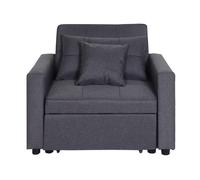 Sillón cama chaise longue sofá cama cama supletoria relax superficie para dormir 103x197 cm en tela gris oscuro 04_0006249