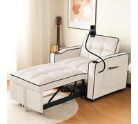 Sillón-cama individual con espacio para bebidas y soporte para teléfono móvil, 3 en 1. Sillón reclinable con respaldo y reposabrazos ajustables, ideal para espacios pequeños y apartamentos. Sillón-cam
