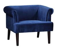 Sillón Charlie de la colección Atlantic Home, sillón con Patas de Madera Maciza, Terciopelo, Azul, 74 x 86 x 70