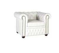 Sillón chester uniplaza tapizado en piel natural acabado blanco72X96X85