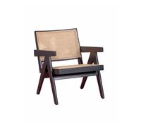 Sillón clásico con reposabrazos en madera de teca y ratán natural - compass