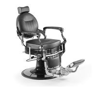 Sillón Clásico de Barbero hidráulico estilo Vintage Modelo LBH Mige Silver Negro