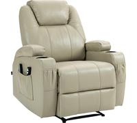 Sillón CLP Hepler con función de masaje. Respaldo ajustable con reposapiés. Color: crema. Material: cuero sintético