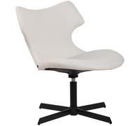 Sillón CLP Lounger, tapizado en cuero sintético, con estructura metálica y respaldo blanco
