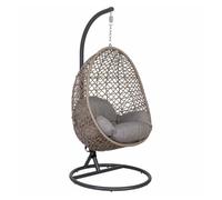 Sillón colgante, aluminio, cojin marrón, d95x195, asiento: 85x65x113cm