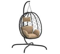 Sillón Colgante Con Forma De Huevo Con Cojín De Ratán Sintético Y Acero Color Topo Vidaxl
