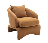 Sillón con bordes curvos, cómoda silla de ocio tapizada con respaldo de metal, silla decorativa moderna for sala de estar, dormitorio, espacio pequeño, 27.95 pulgadas de alto x 27.17 pulgadas de ancho
