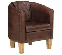 Sillón Con Diseño De Cubo Cuero Auténtico Marrón Oscuro Vidaxl