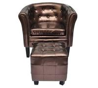 Sillón Con Diseño De Cubo Y Reposapiés Cuero Sintético Marrón Vidaxl