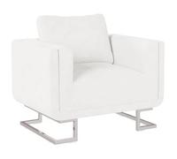 Sillón Con Patas Cromadas Cuero Sintético Blanco Vidaxl